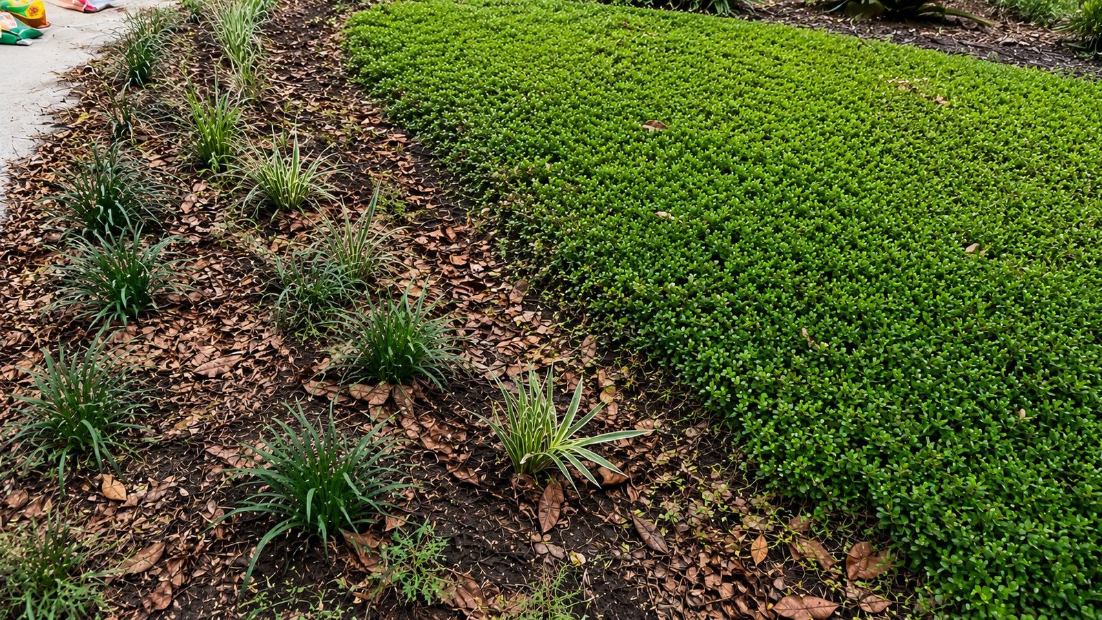 Yard before Amber Lawn Care service